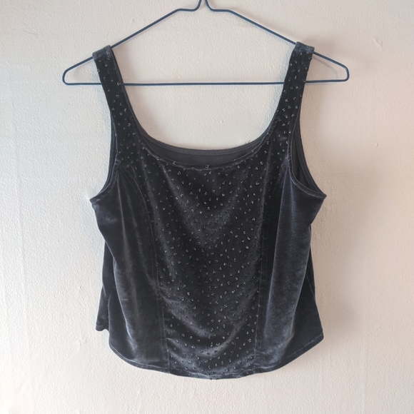 Vintage Tops - Vintage Velvet Beaded Tank